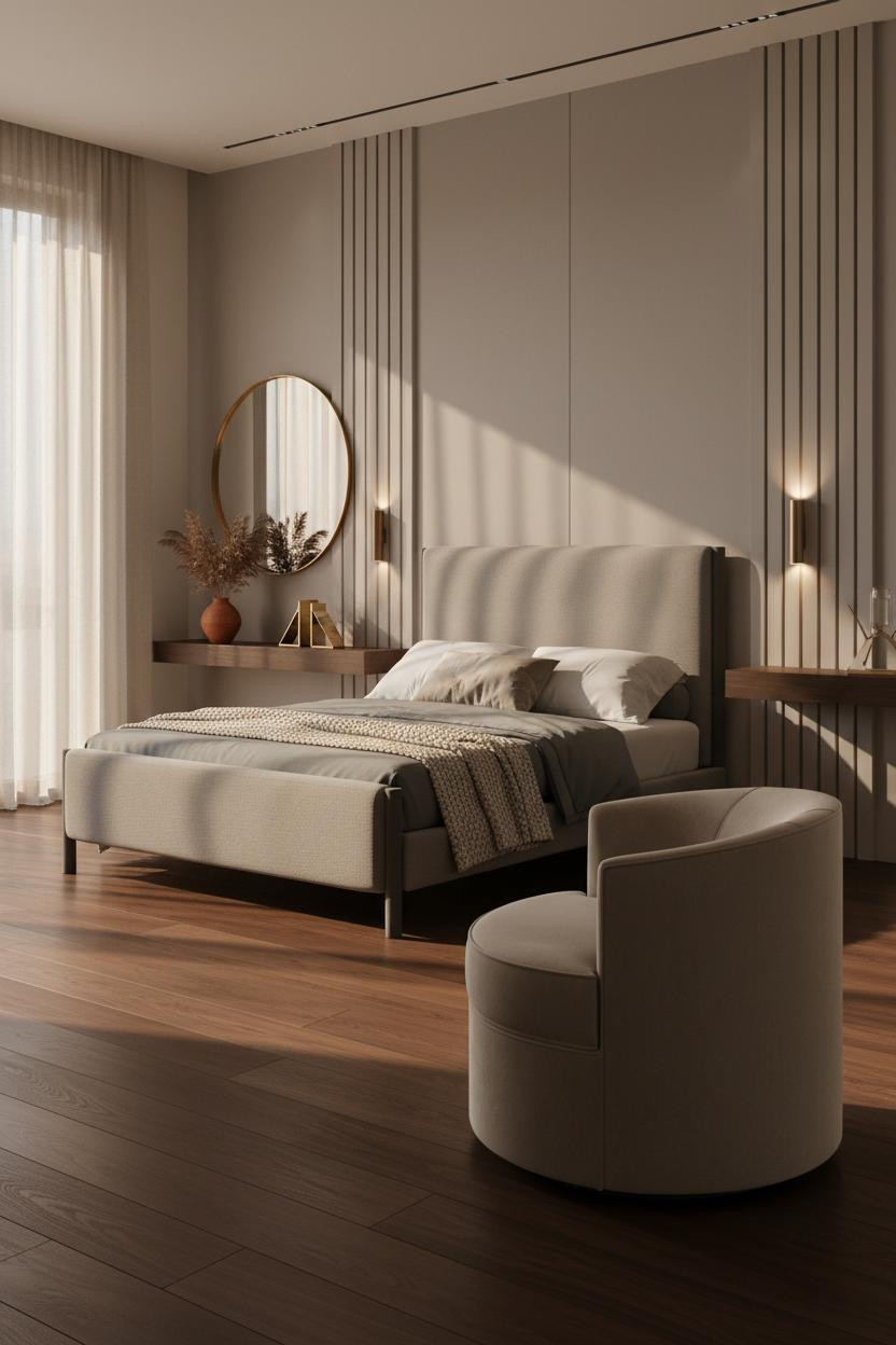 Luxury Bedroom Master Modern Bed Greige Walls