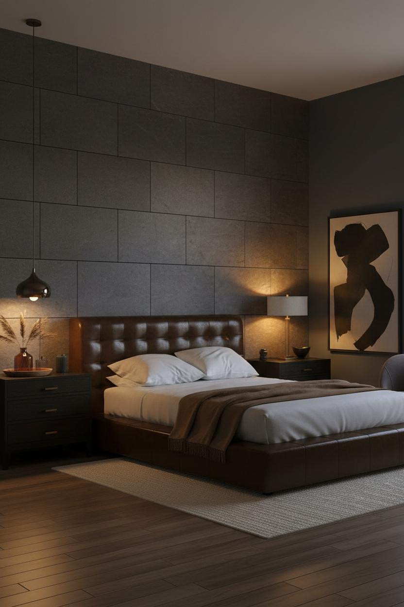 Luxury Bedroom Master Stone Wall Modern Bed