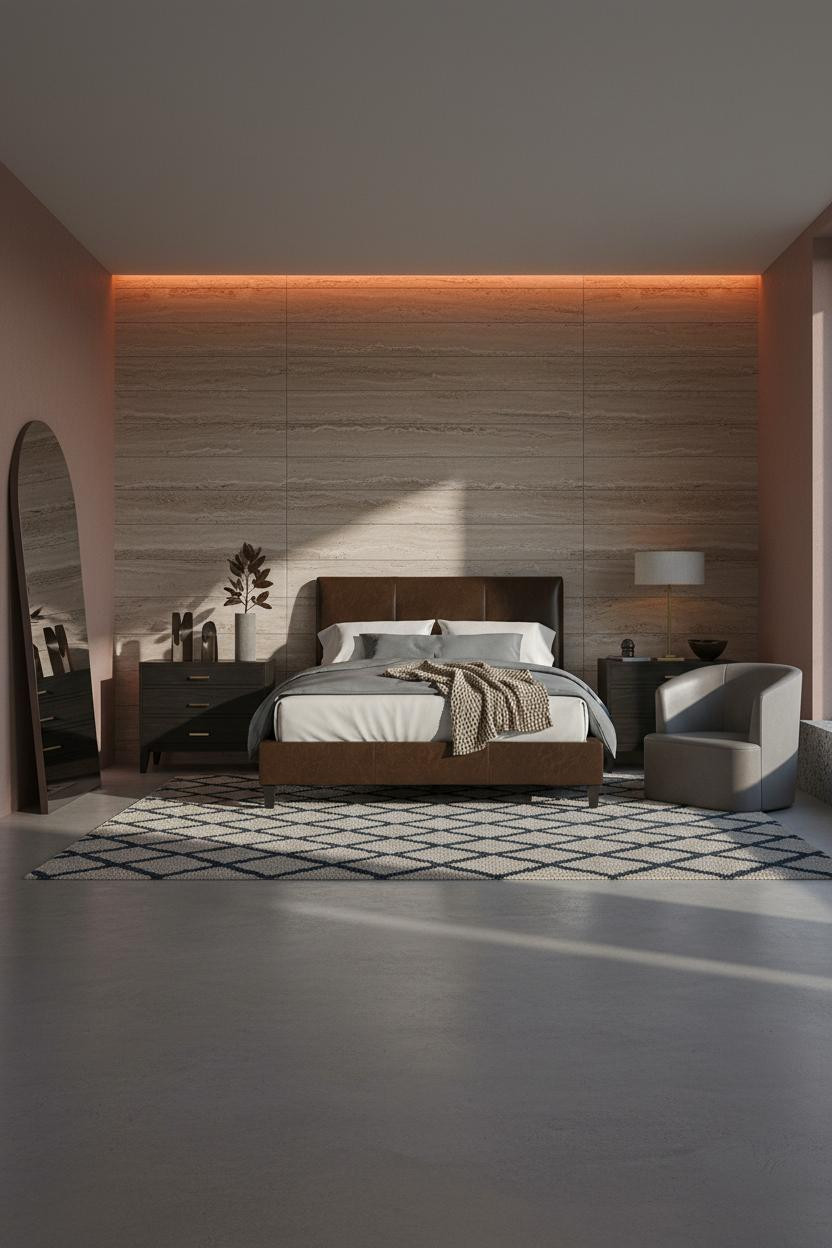 Luxury Bedroom Travertine Modern Master Suite