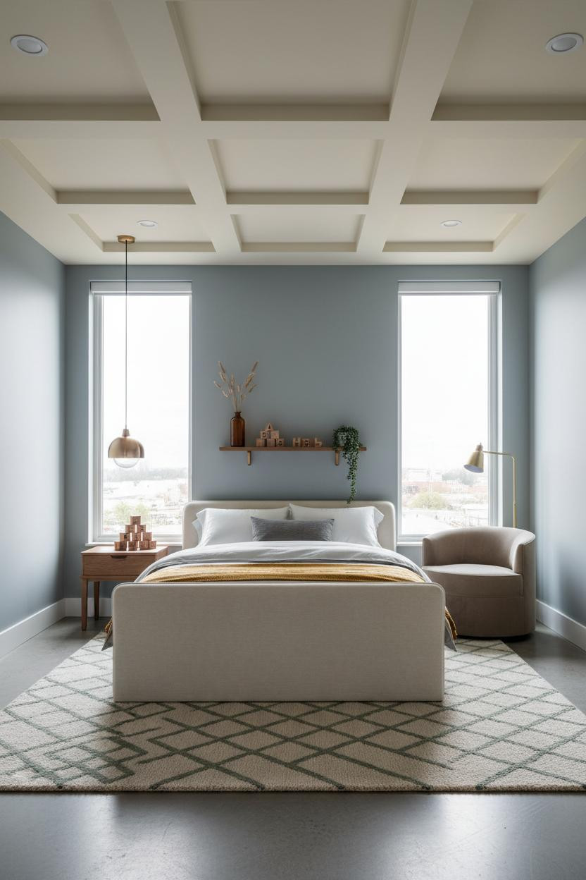Luxury Kids Bedroom Coffered Ceiling Modern
