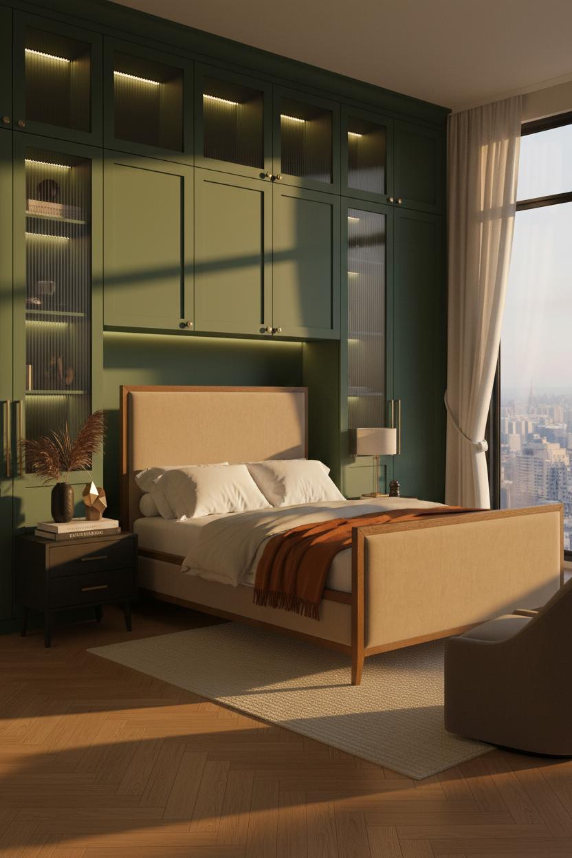 Luxury Wardrobe Design Bedroom Green Cabinetry