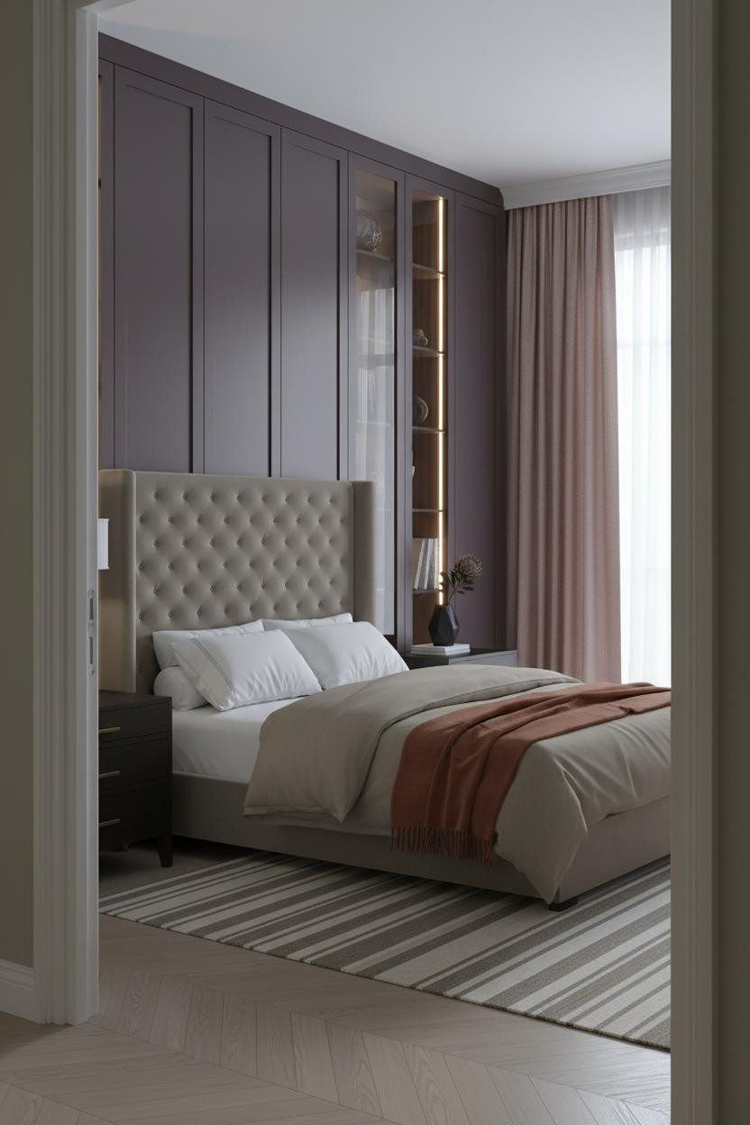 Luxury Wardrobe Design Plum Lacquer Bedroom