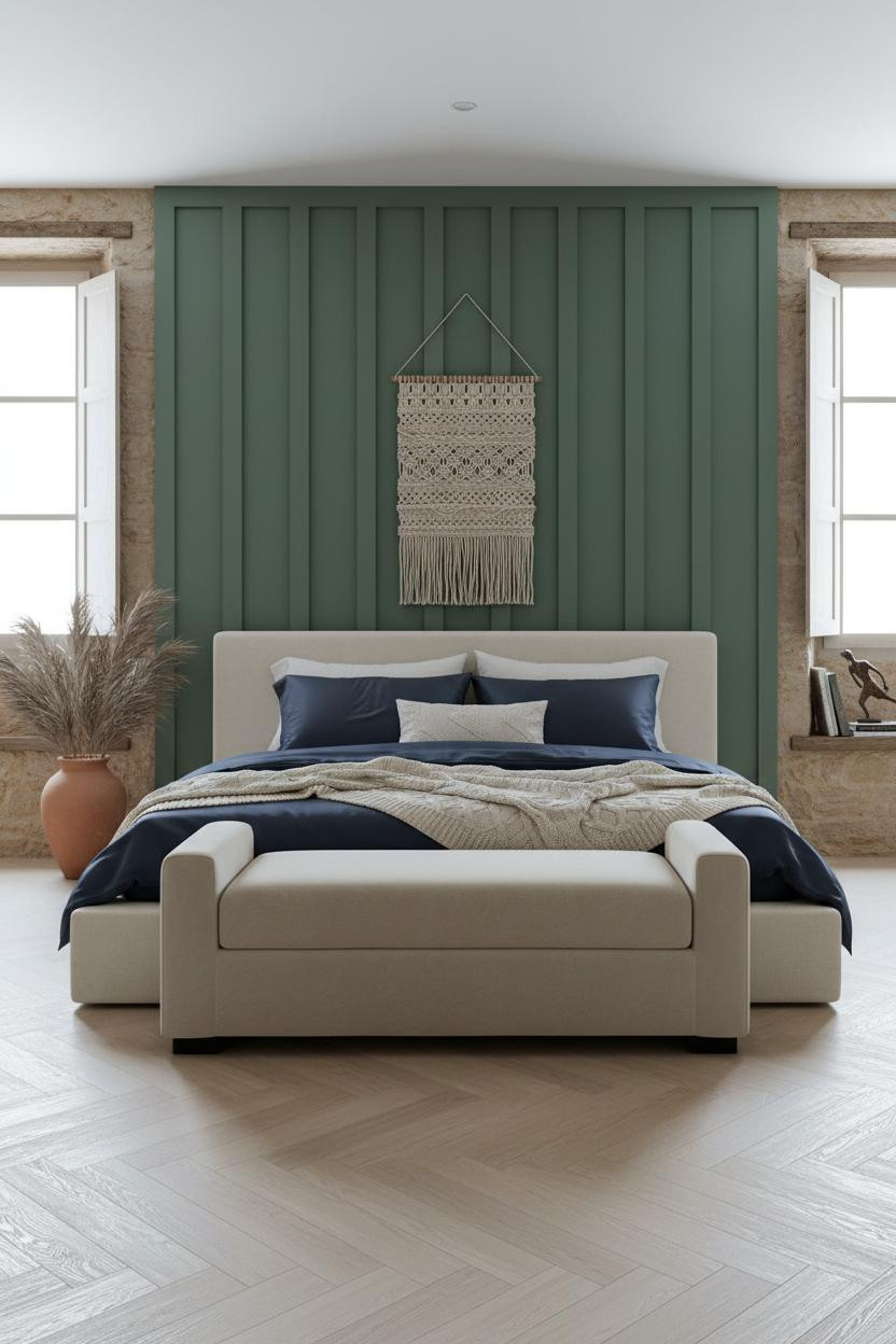 Mediterranean Bedroom Sage Board And Batten
