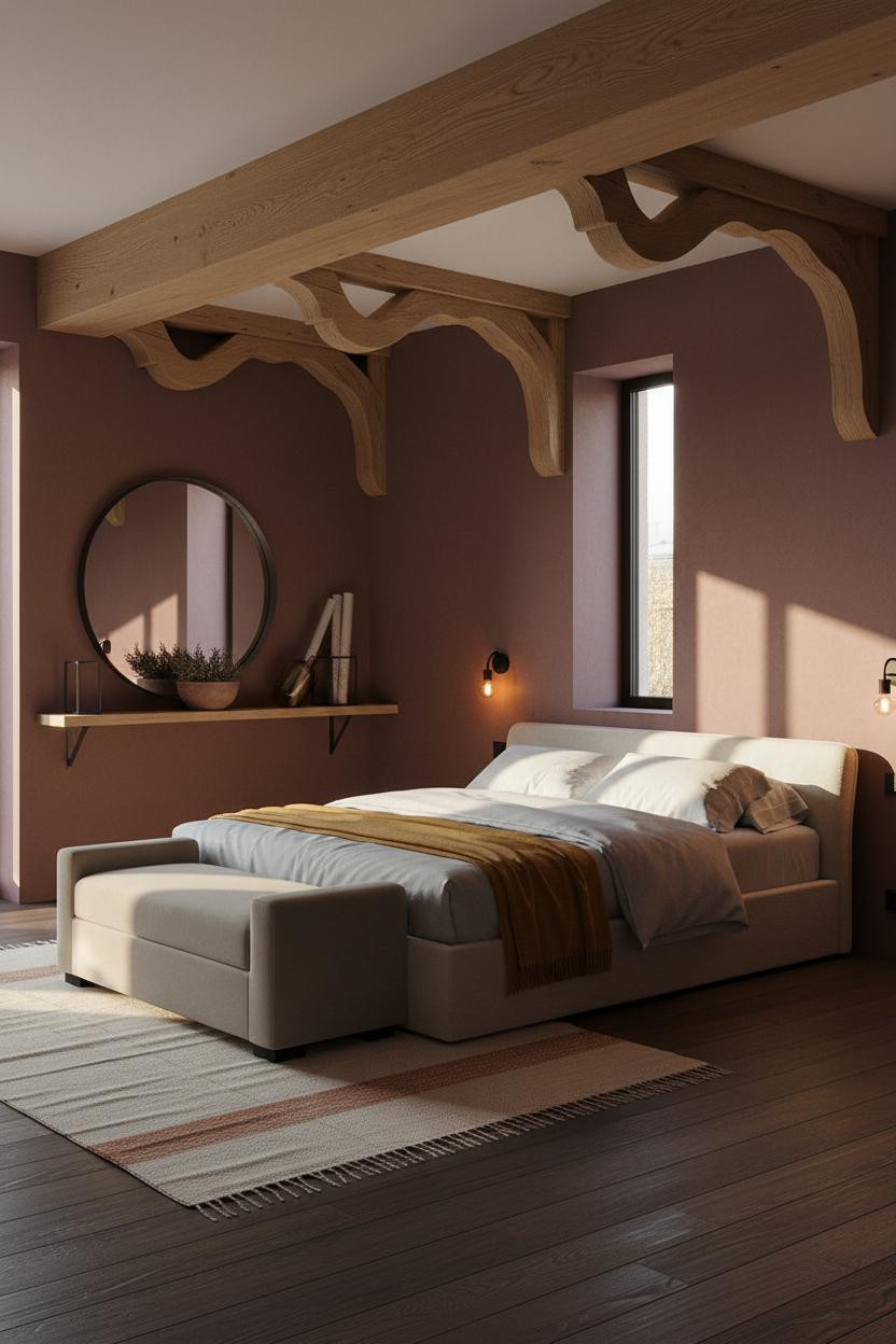Mediterranean Bedroom Spanish Modern Carved Beams