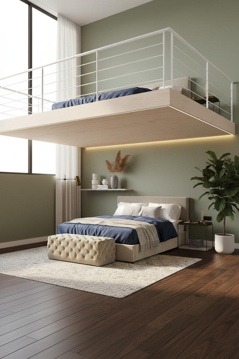 Mezzanine Bedroom Floating Platform Loft