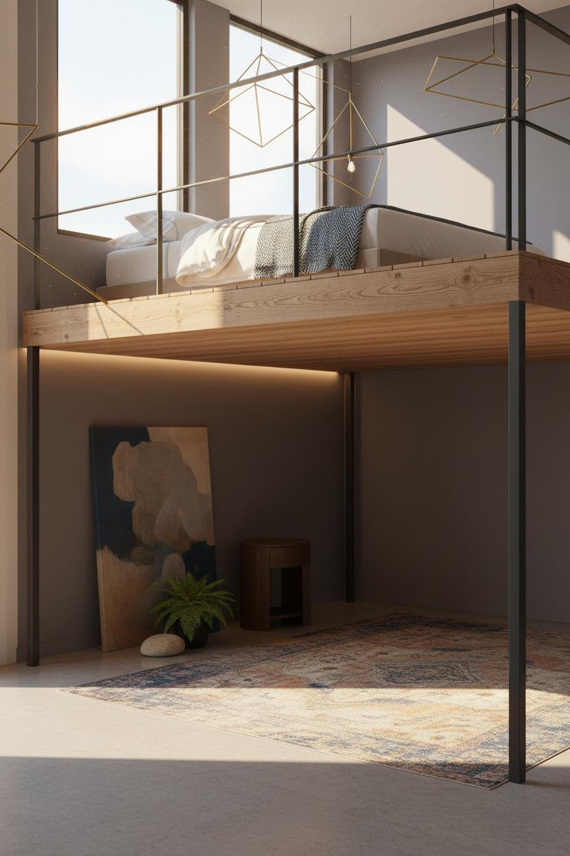 Mezzanine Bedroom Loft Platform Bed Design