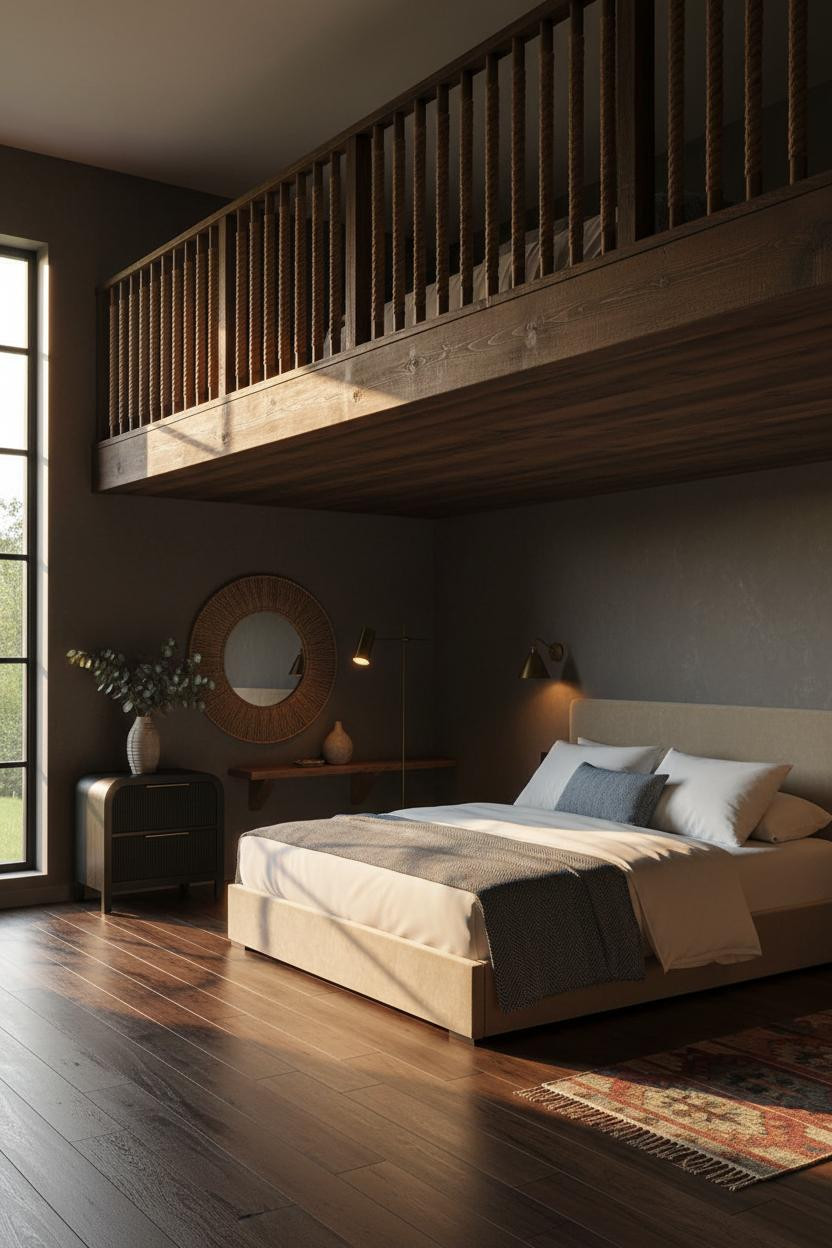 Mezzanine Bedroom Rustic Loft Platform