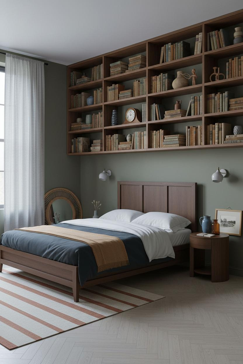 Mid Century Eclectic Bedroom Shelving Vintage