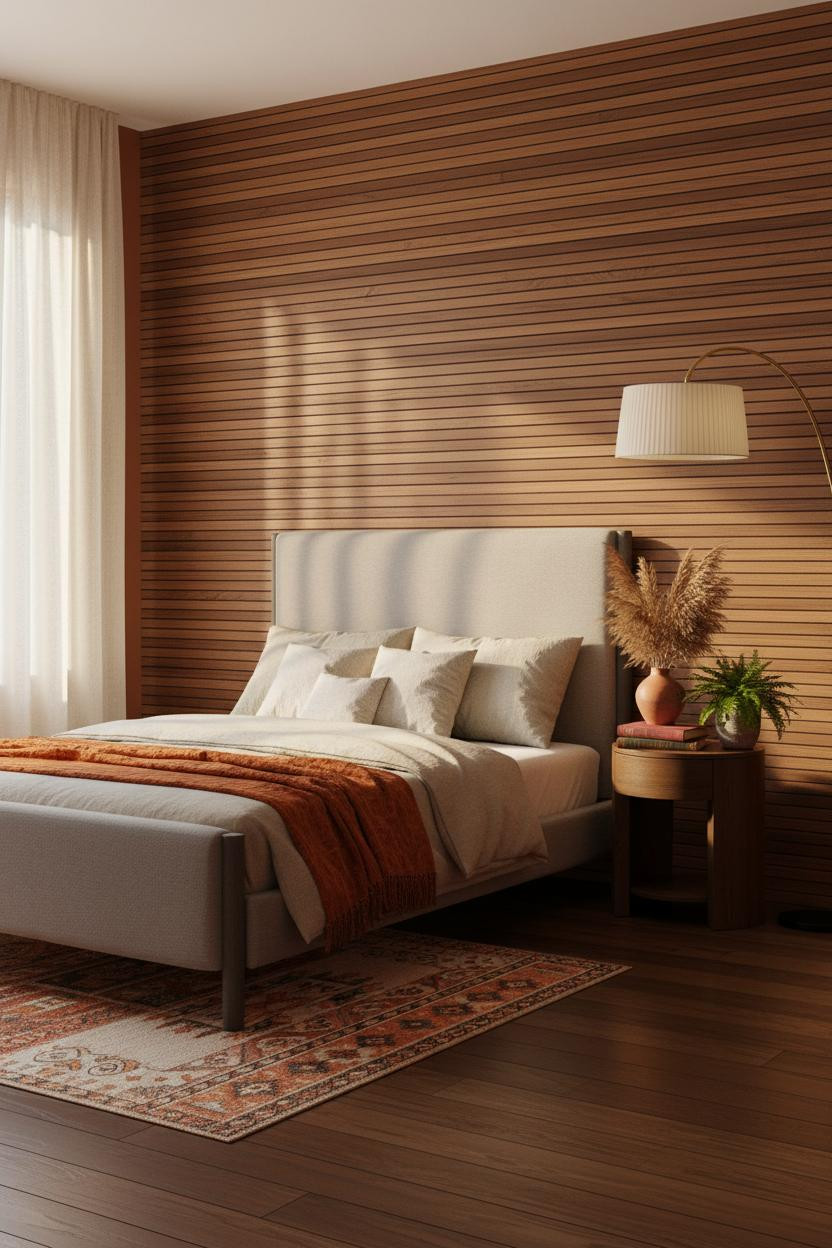 Mid Century Eclectic Bedroom Walnut Accent