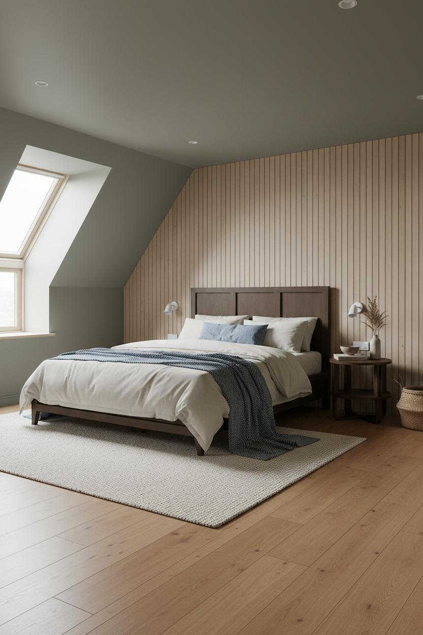 Modern Earthy Attic Bedroom Minimalist Design