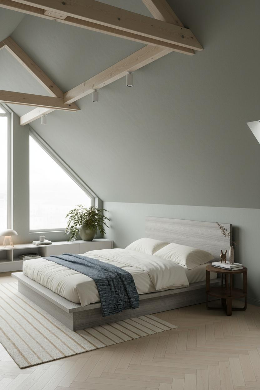 Modern Earthy Attic Bedroom Warm Minimalist