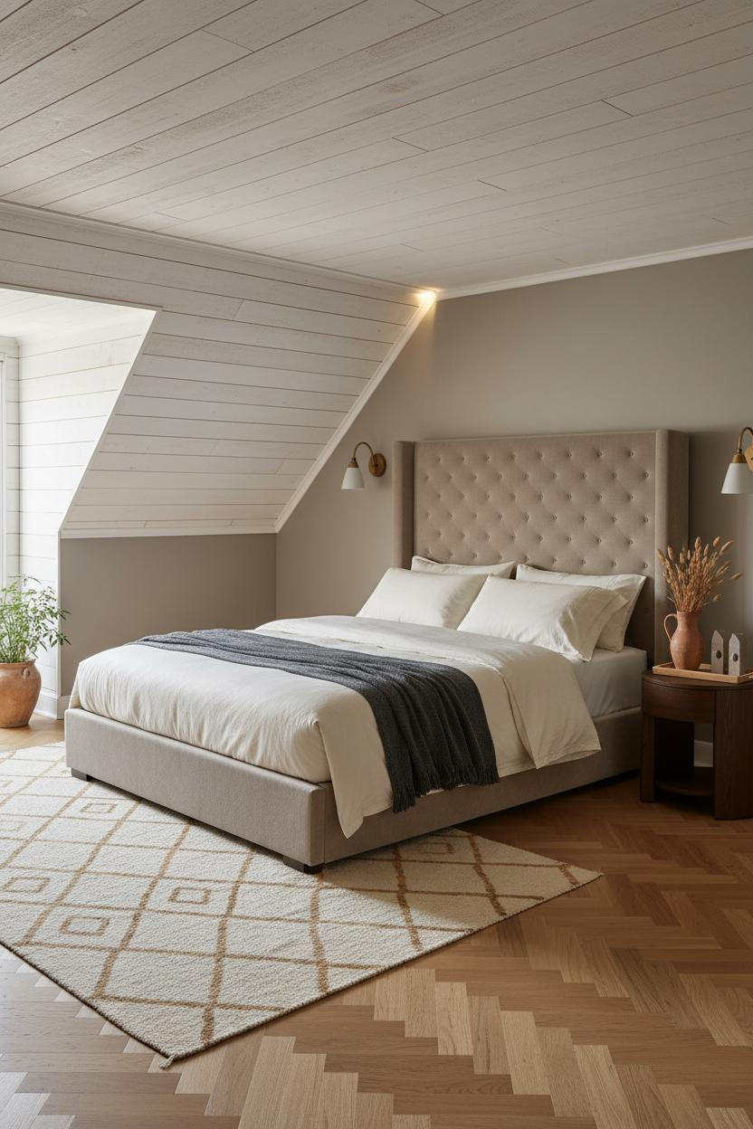 Modern Earthy Attic Bedroom Warm Minimalist