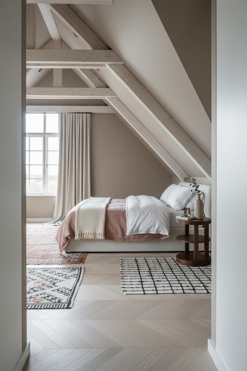 Modern Earthy Attic Bedroom Warm Minimalist