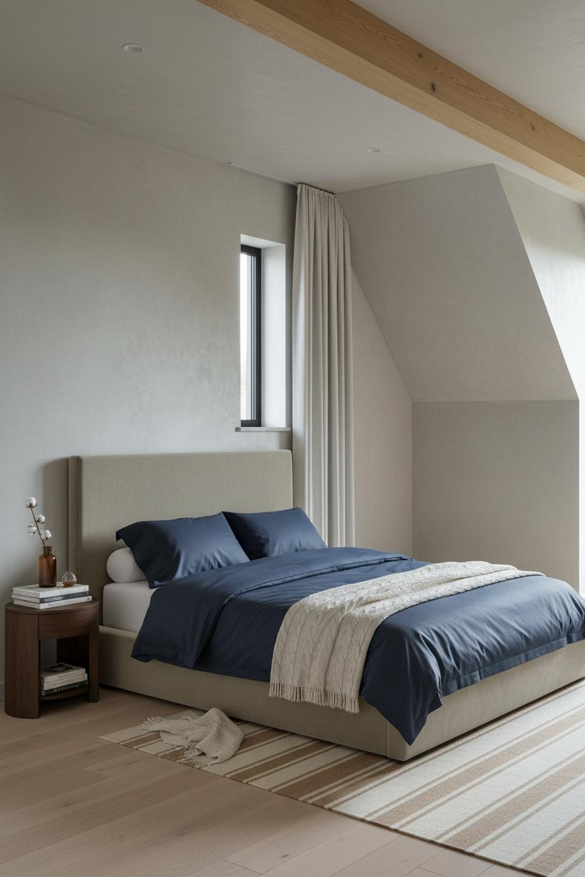 Modern Earthy Bedroom Attic Oak Beam