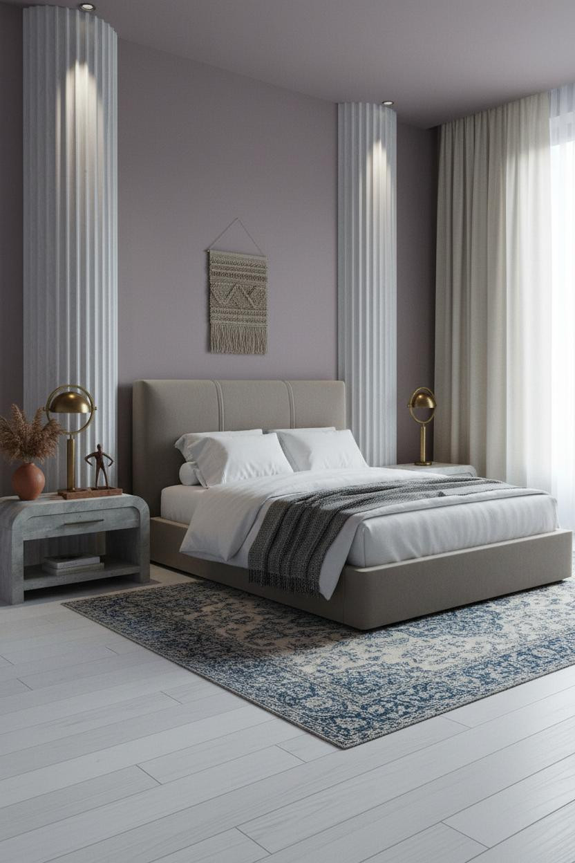 Modern Eclectic Bedroom Dark Plum Vintage