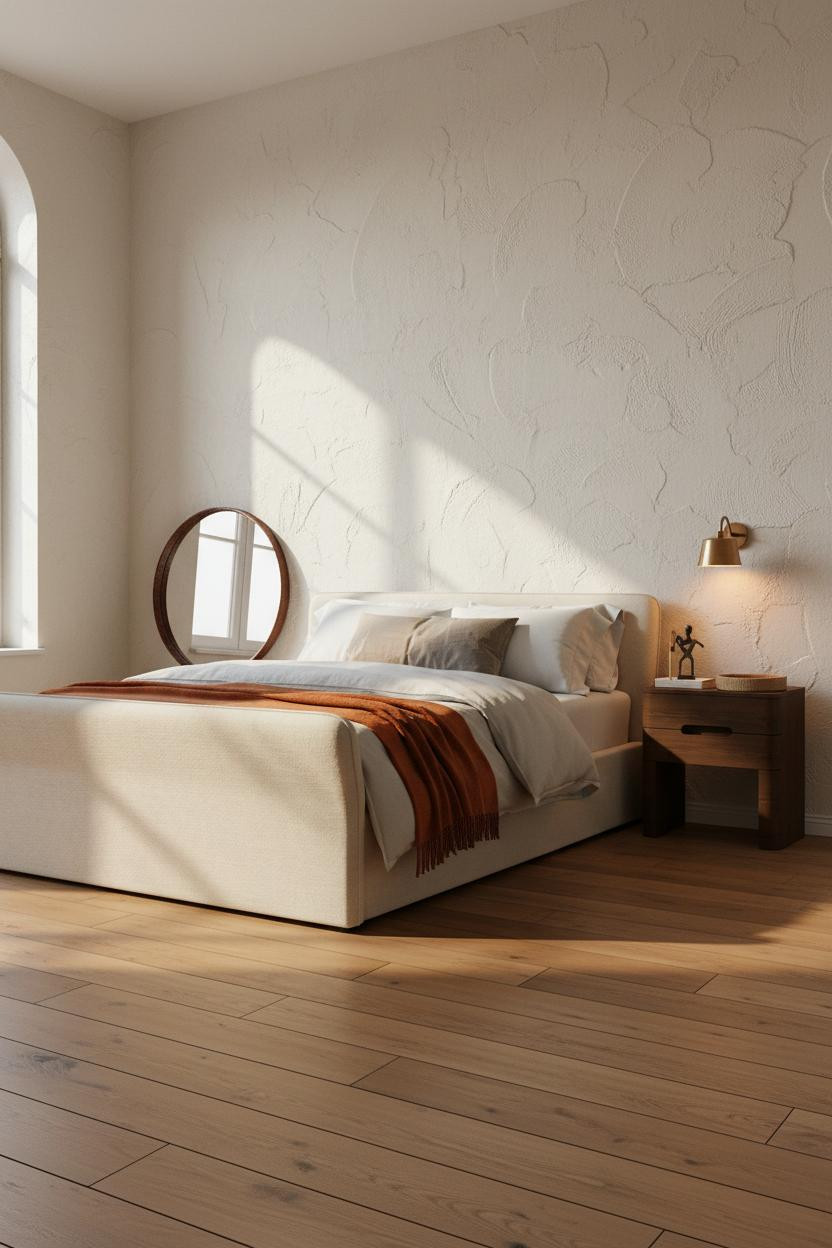 Modern Eclectic Bedroom Venetian Plaster