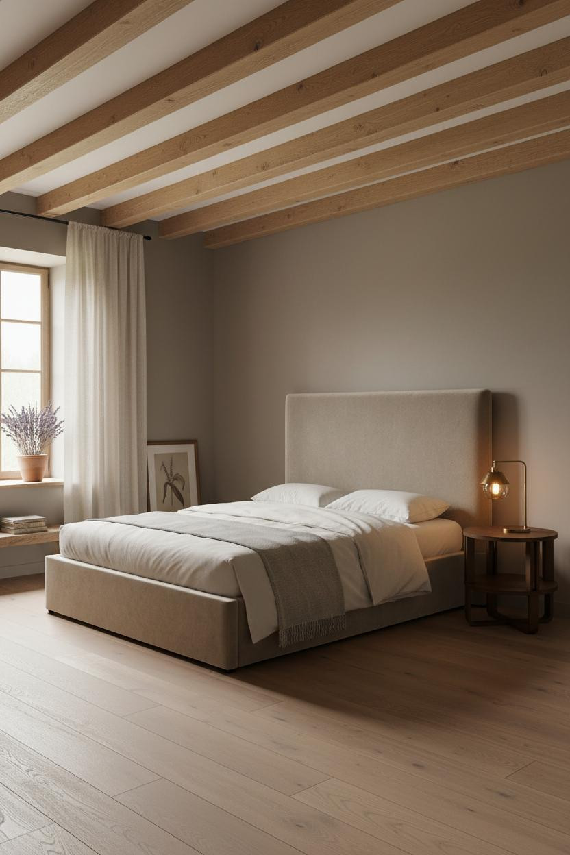 Modern French Country Bedroom Oak Beams