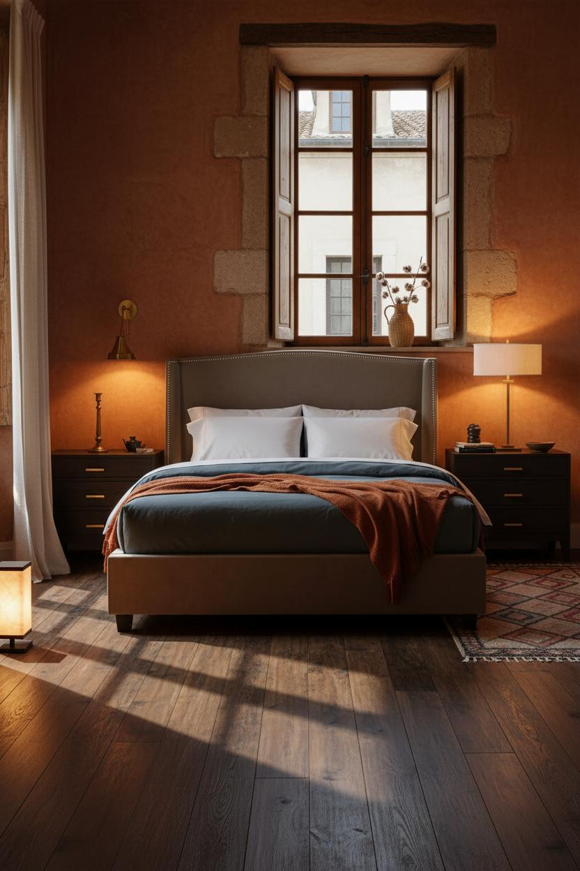 Modern French Country Bedroom Provencal Brass Sconces