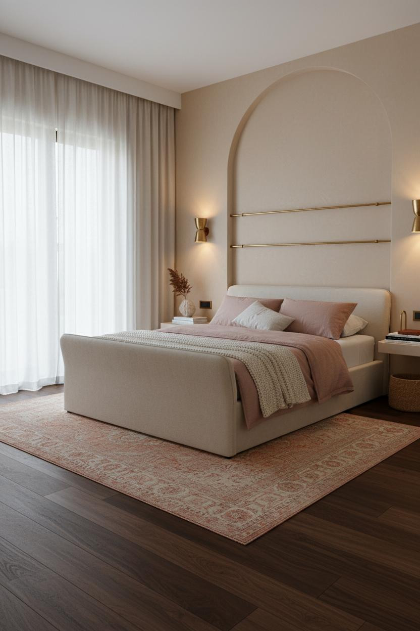 Modern Luxury Bedroom Curved Alabaster Headwall