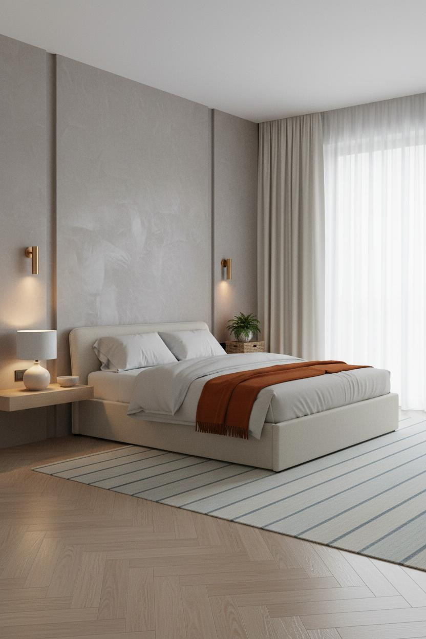 Modern Luxury Bedroom Dove Grey Accent Wall