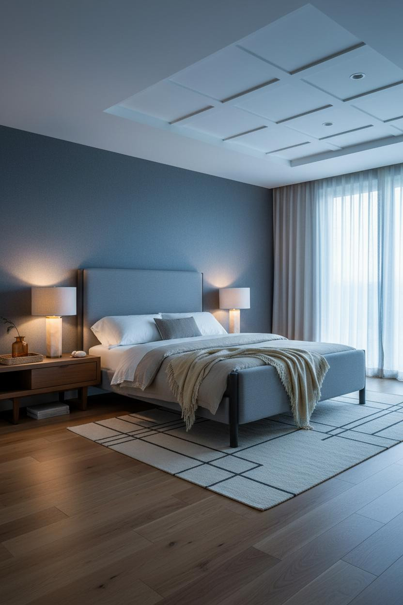 Modern Luxury Bedroom Geometric Ceiling
