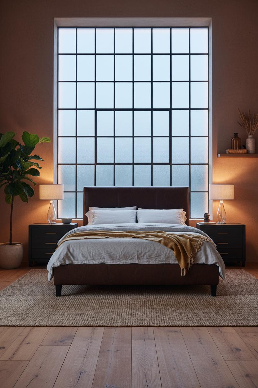 Modern Romantic Bedroom Dark Feminine Crittall