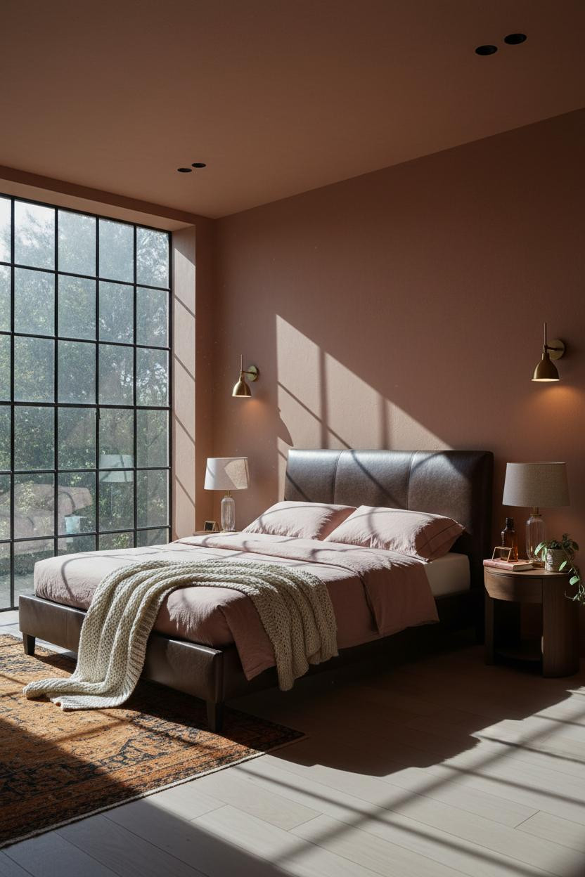 Moody Bedroom Dark Blue Crittall Window