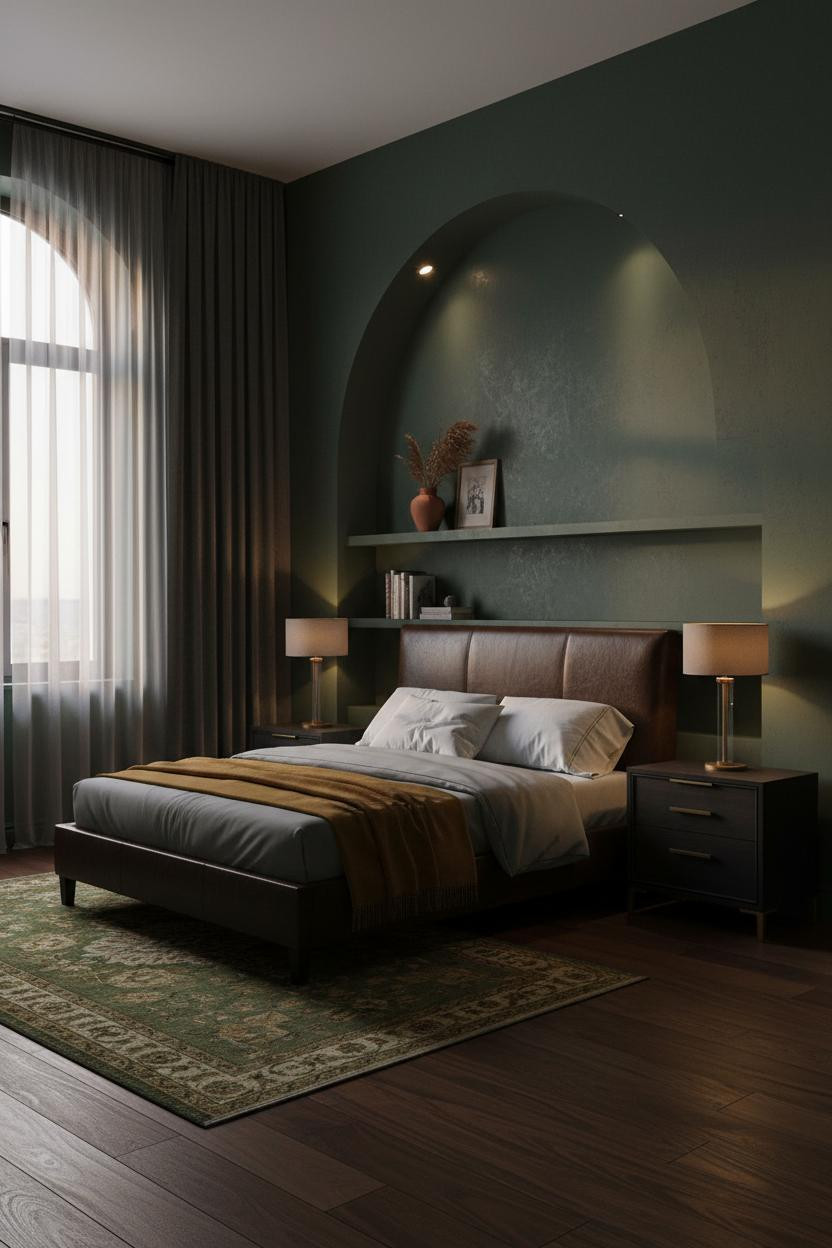 Moody Bedroom Forest Green Charcoal Alcove