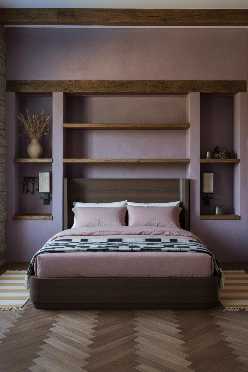 Moody Cottage Bedroom Burgundy Plaster Alcove