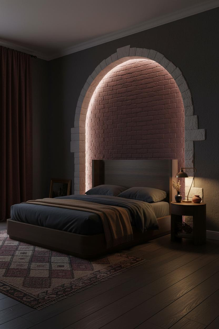 Moody Cottage Bedroom Dark Plum Alcove