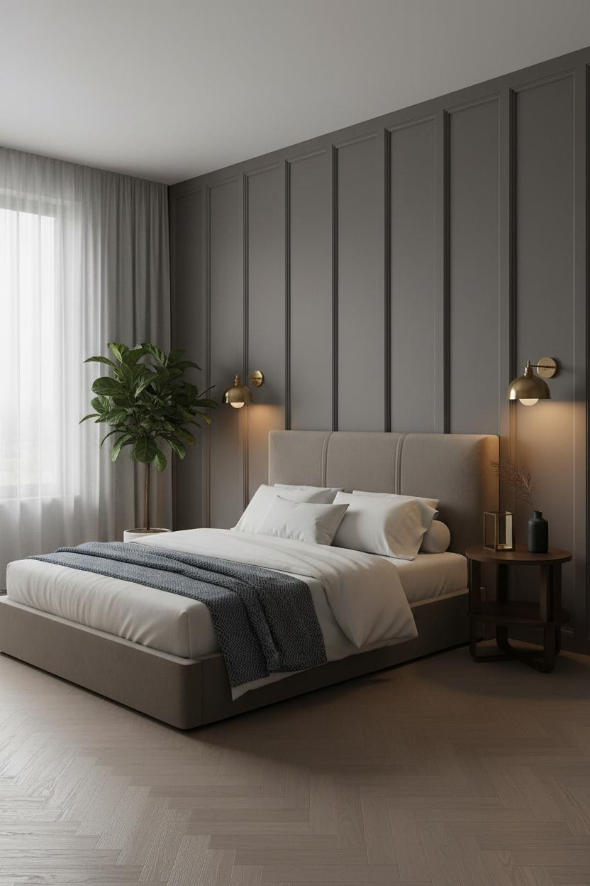 Moody Neutral Bedroom Charcoal Minimalist