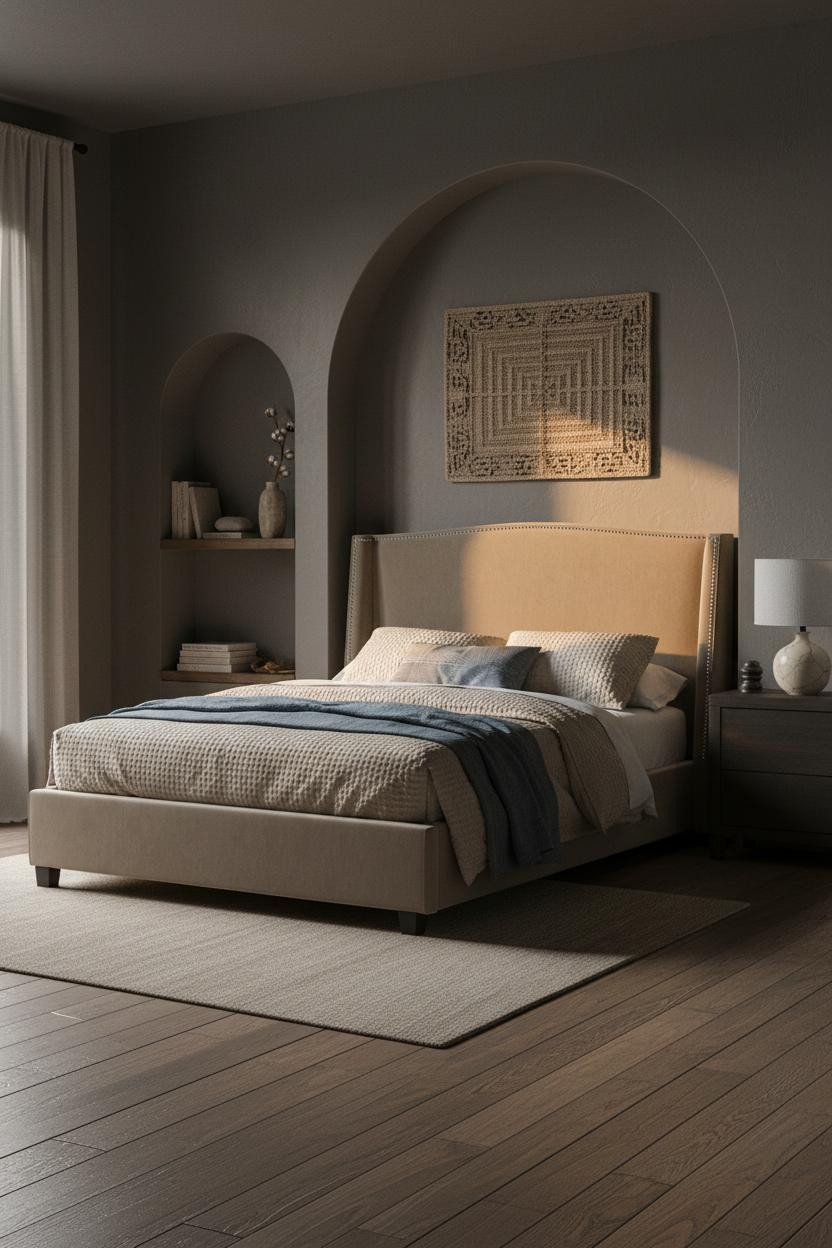 Moody Neutral Bedroom Grey Walls