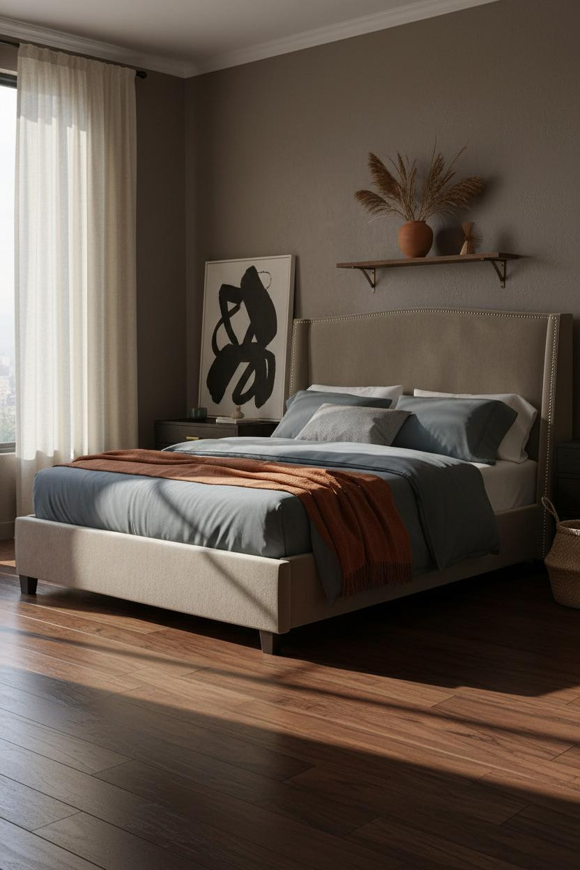 Moody Neutral Bedroom Japandi