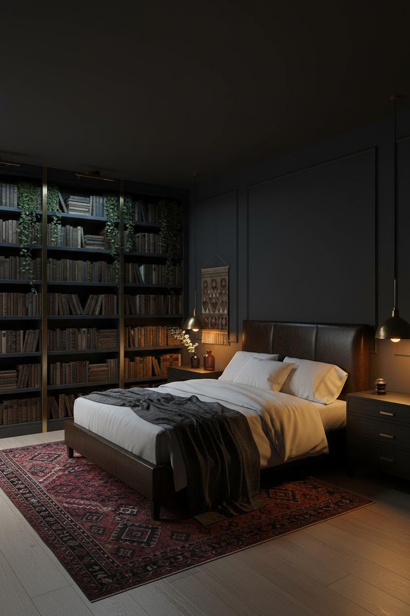 Moody Romantic Bedroom Dark Academia Bookshelf