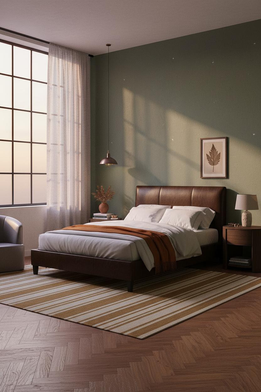 Moody Romantic Bedroom Dark Green Windows