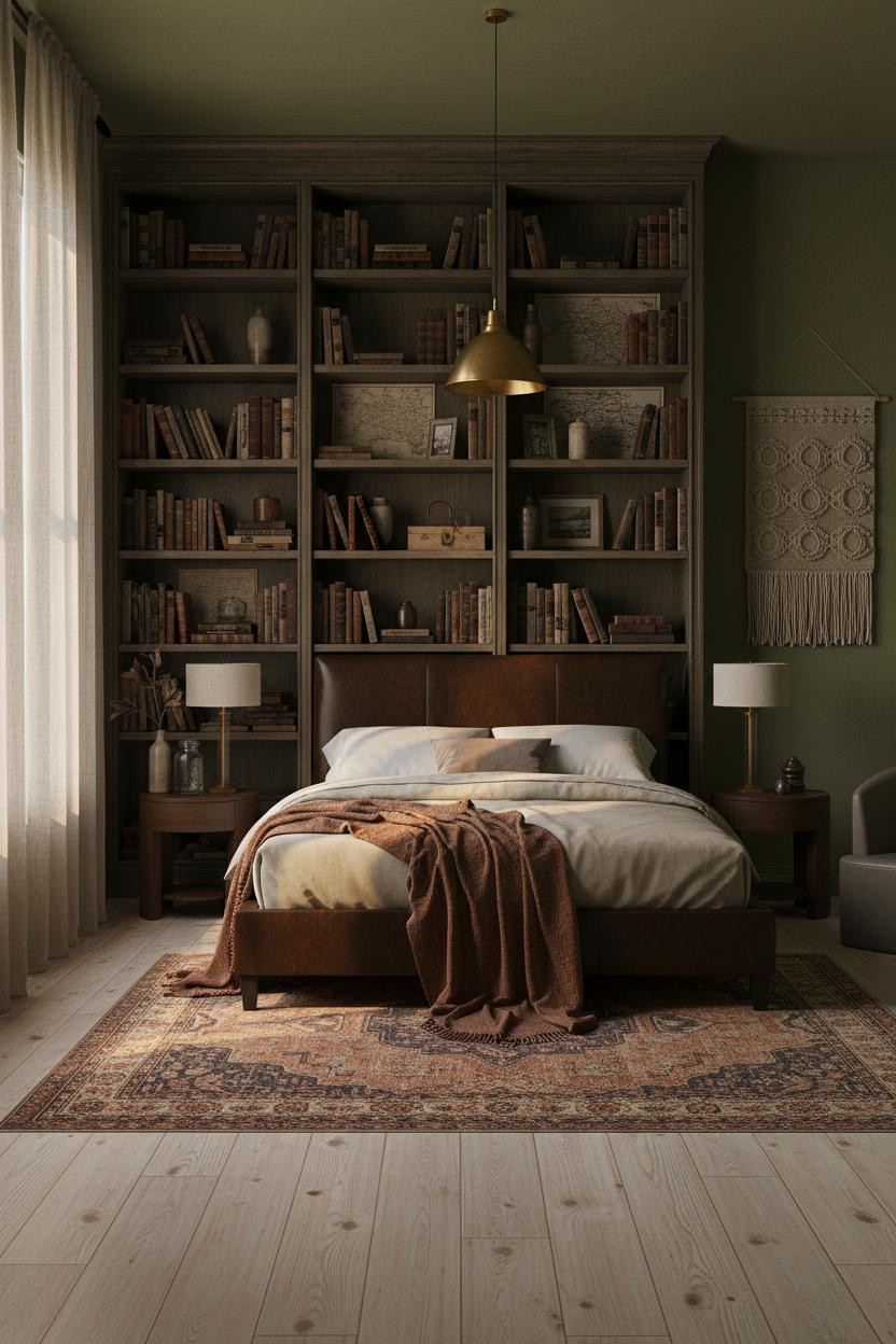 Moody Vintage Bedroom Dark Eclectic Bookshelf