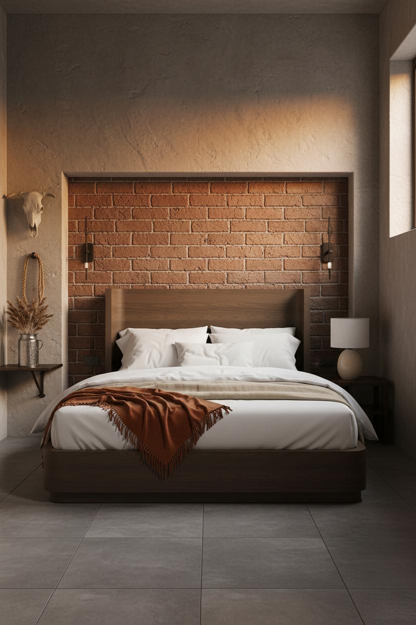 Moody Western Bedroom Adobe Brick Sunset