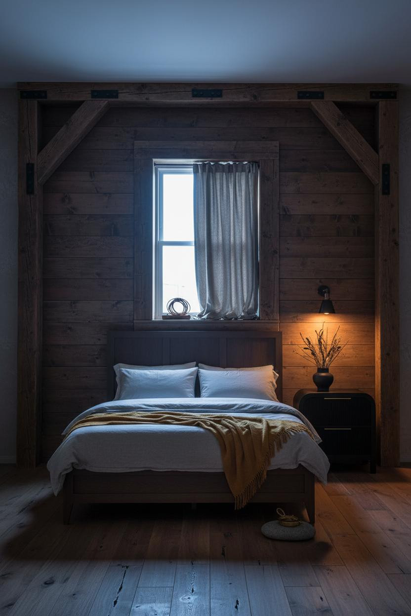Moody Western Bedroom Reclaimed Wood Industrial