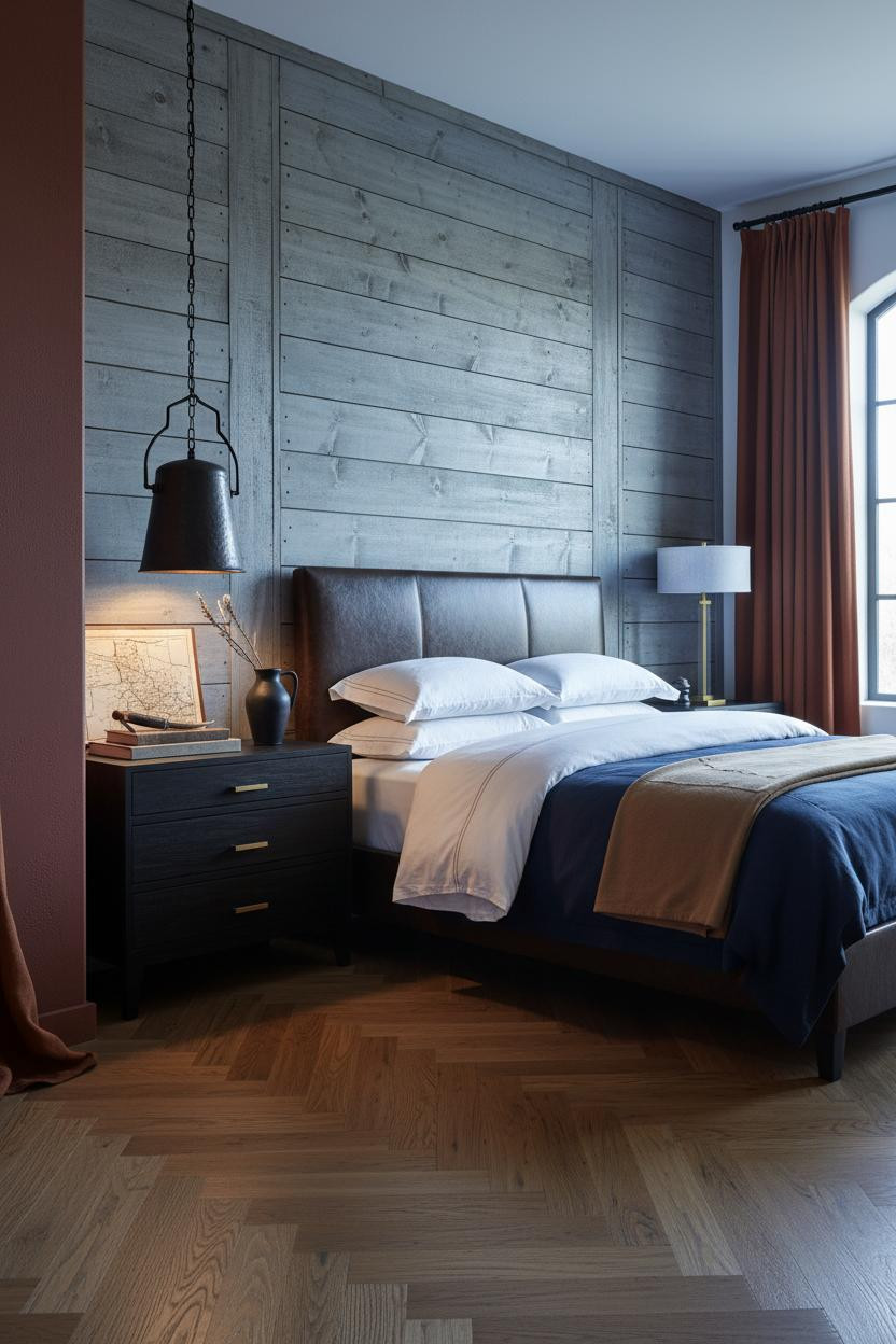 Moody Western Bedroom Rustic Shiplap Iron
