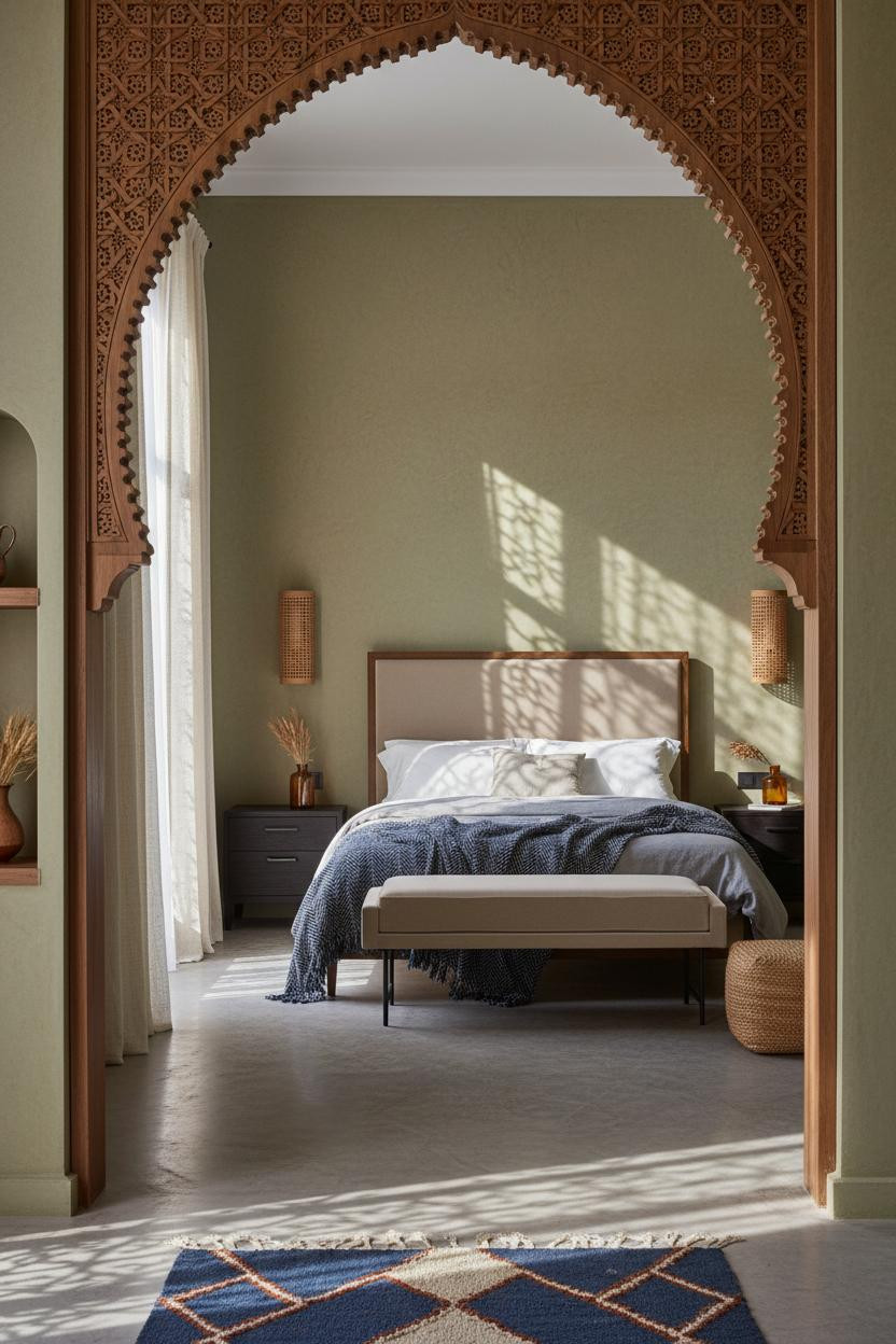 Moroccan Bedroom Carved Arches Riad