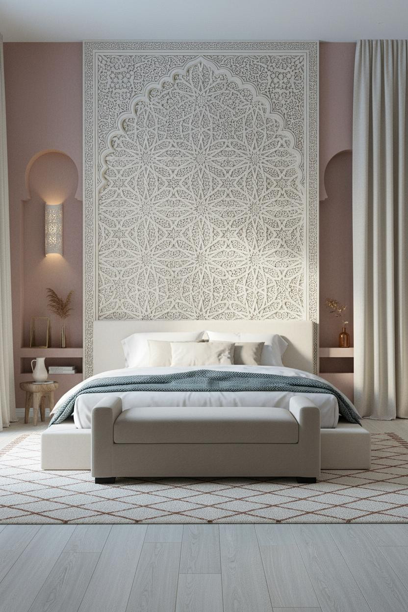 Moroccan Bedroom Carved Plaster Riad