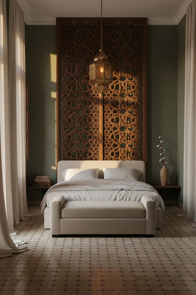 Moroccan Bedroom Carved Screen Lattice