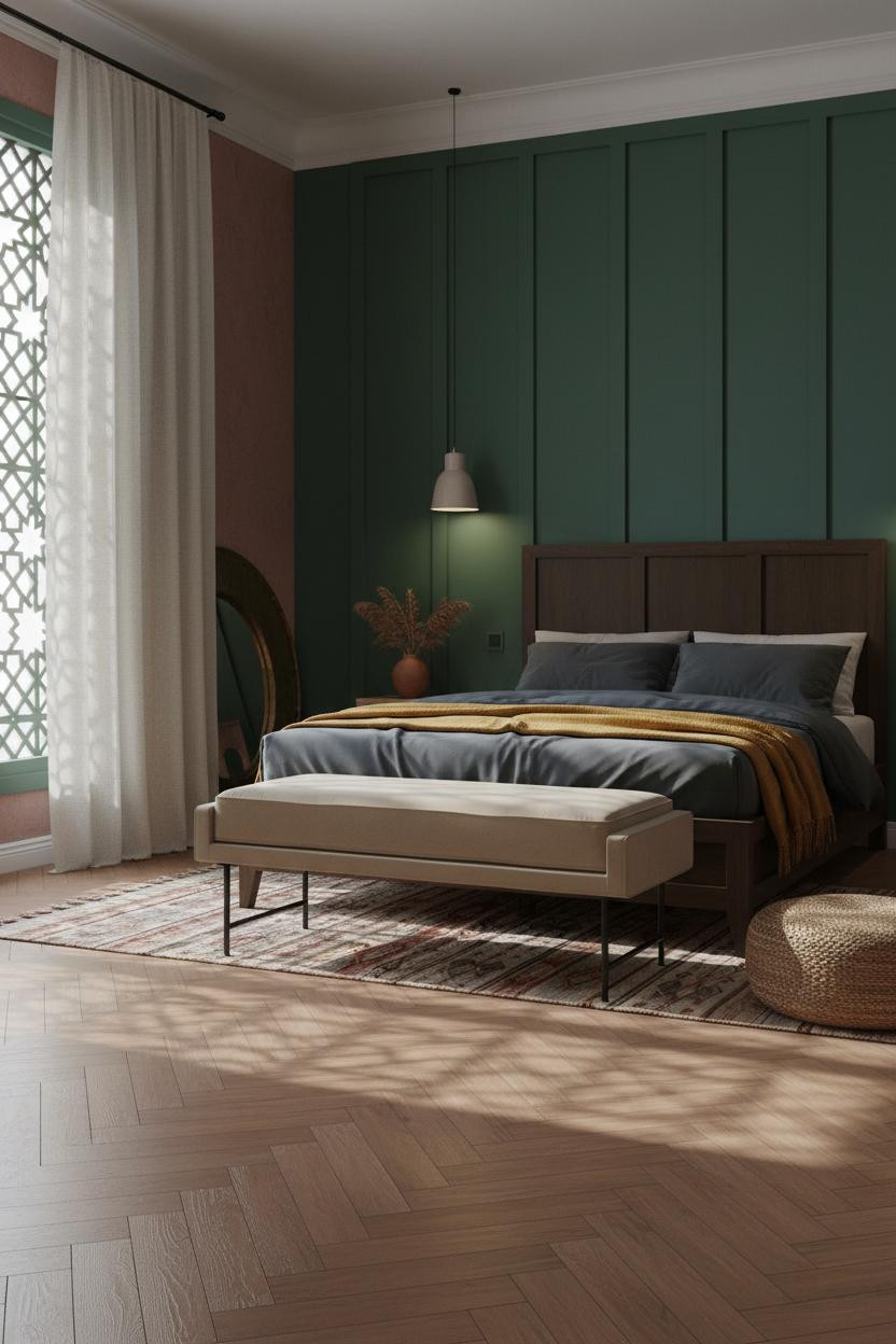 Moroccan Bedroom Forest Green Board Batten