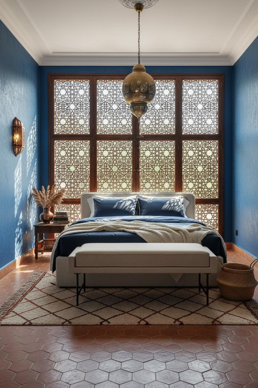 Moroccan Bedroom Lattice Screen Light