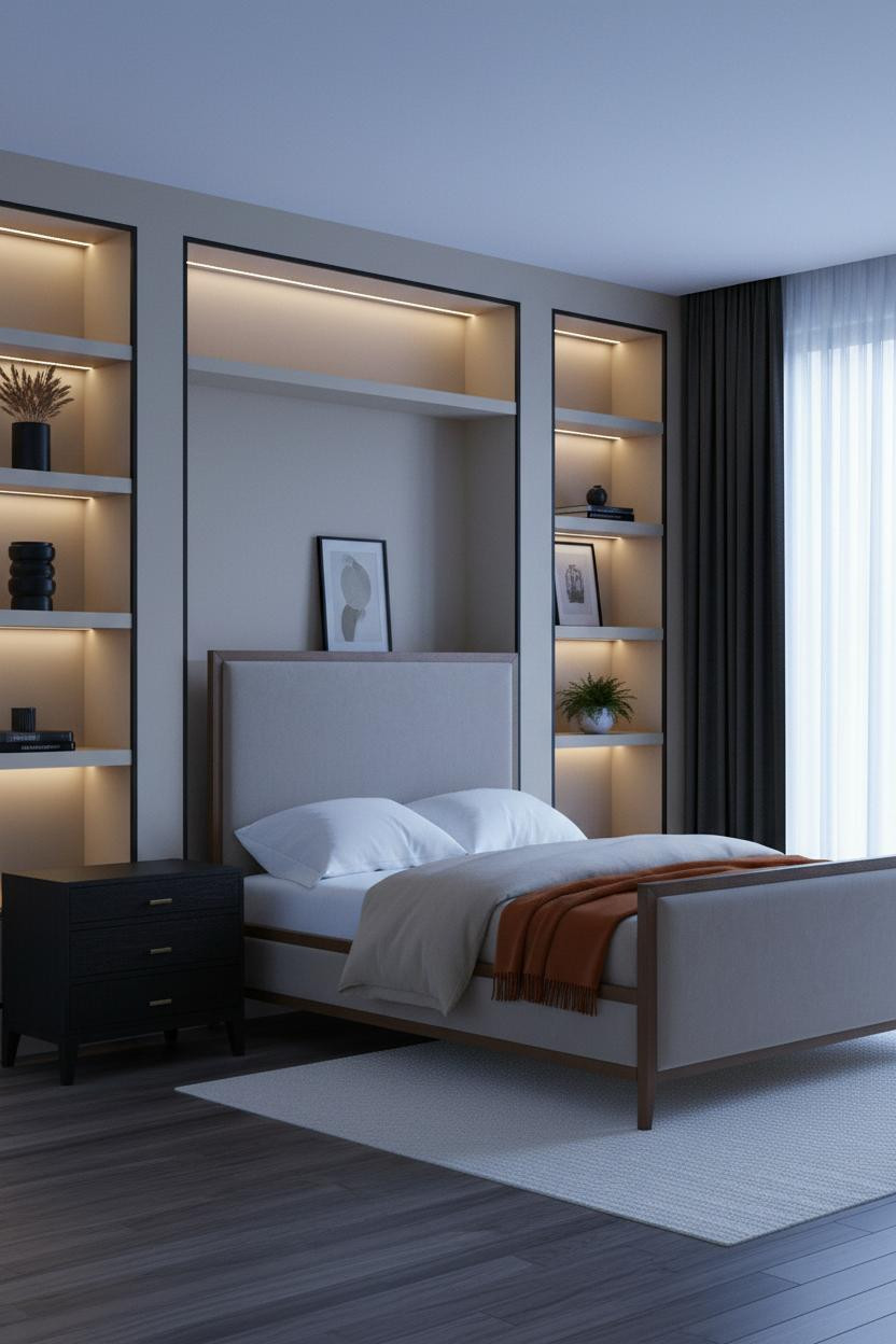 Neutral Black Bedroom Coastal Modern