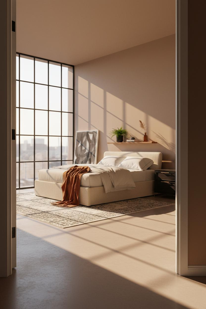 Neutral Black Bedroom Japandi Design