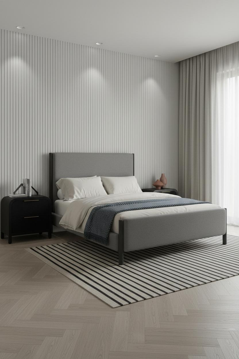 Neutral Black Bedroom Japandi