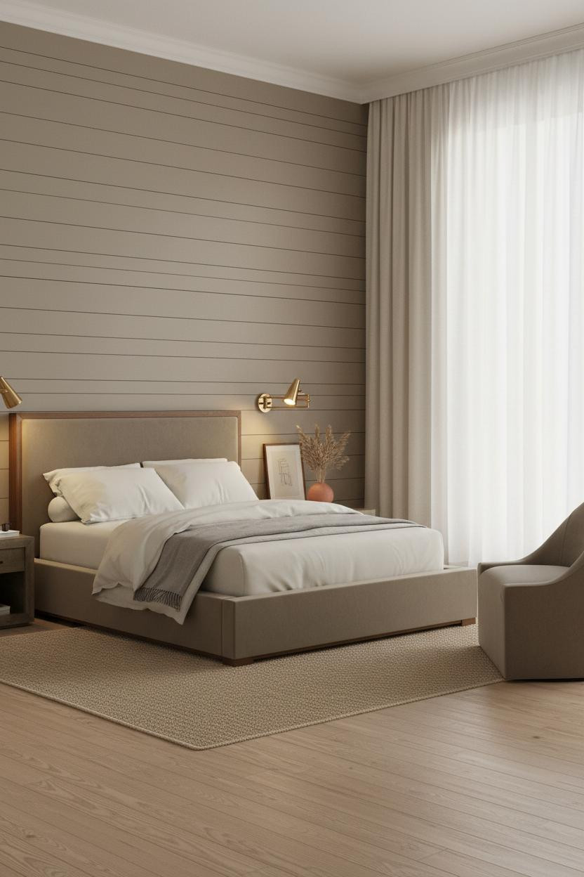 New Classic Bedroom Greige Shiplap Design