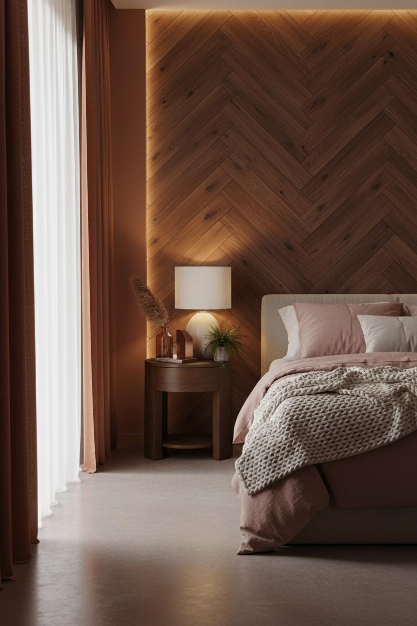 Nightstand Ideas Walnut Botanical Lamp