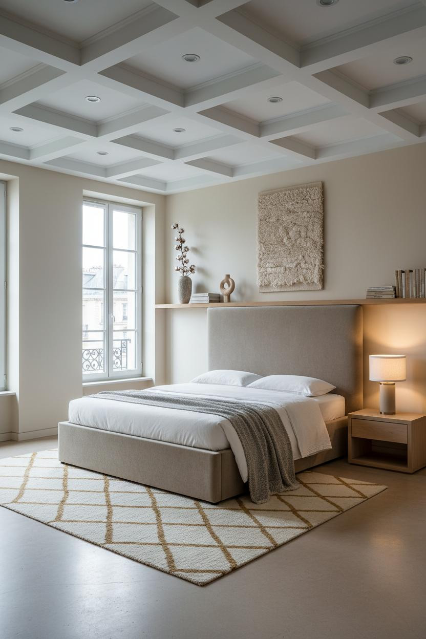 Parisian Bedroom Coffered Ceiling French